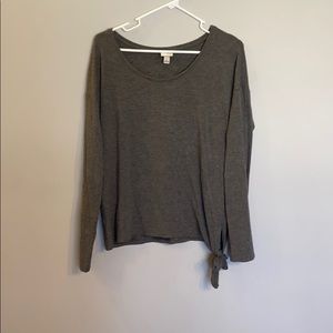 Gray size large top with tie on the side